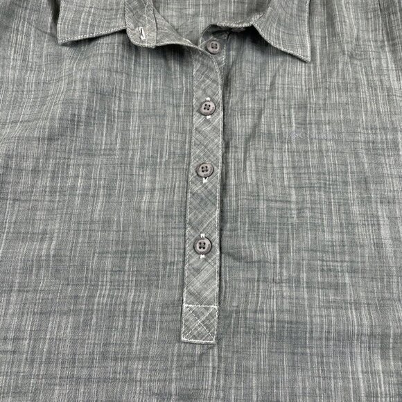 Columbia 1/2 Button Up Shirt Women's M Short Sleeve Blue Plaid Cotton - Picture 10 of 10